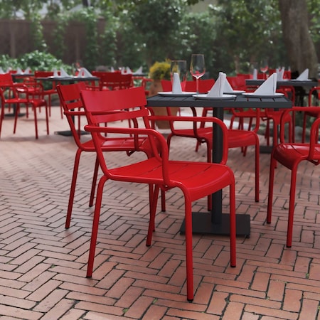 Flash Furniture Red All-Weather Steel Dining Chair XU-CH-10318-ARM-RED-GG